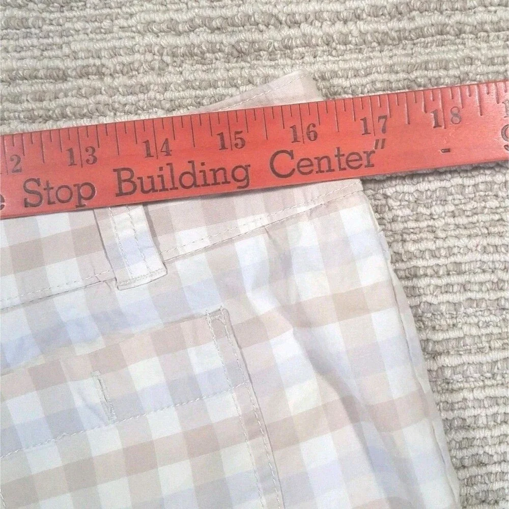 new york & company womens buffalo plaid check shorts size 10 cotton spandex pink